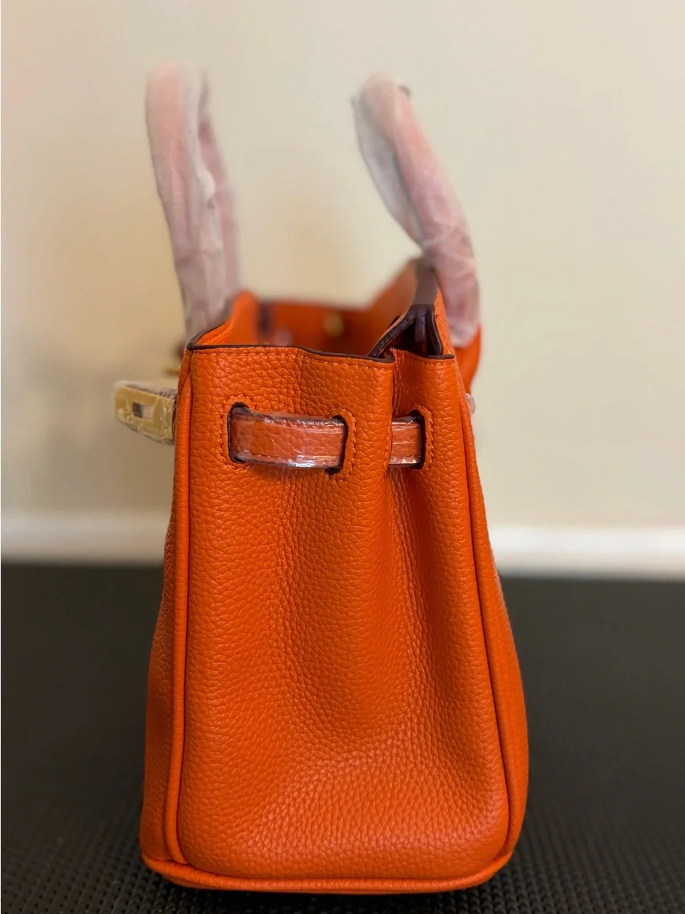 25cm Orange Real Leather Hand/Shoulder/Crossbody bag with Gold Hardware